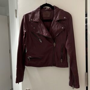 Blank NYC Faux Leather Moto Jacket - Burgundy